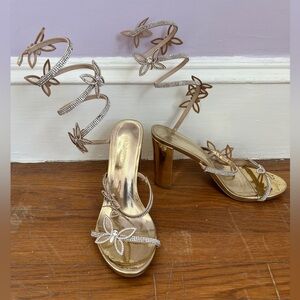 Sparkly Butterfly Wrap Around Stiletto Heels